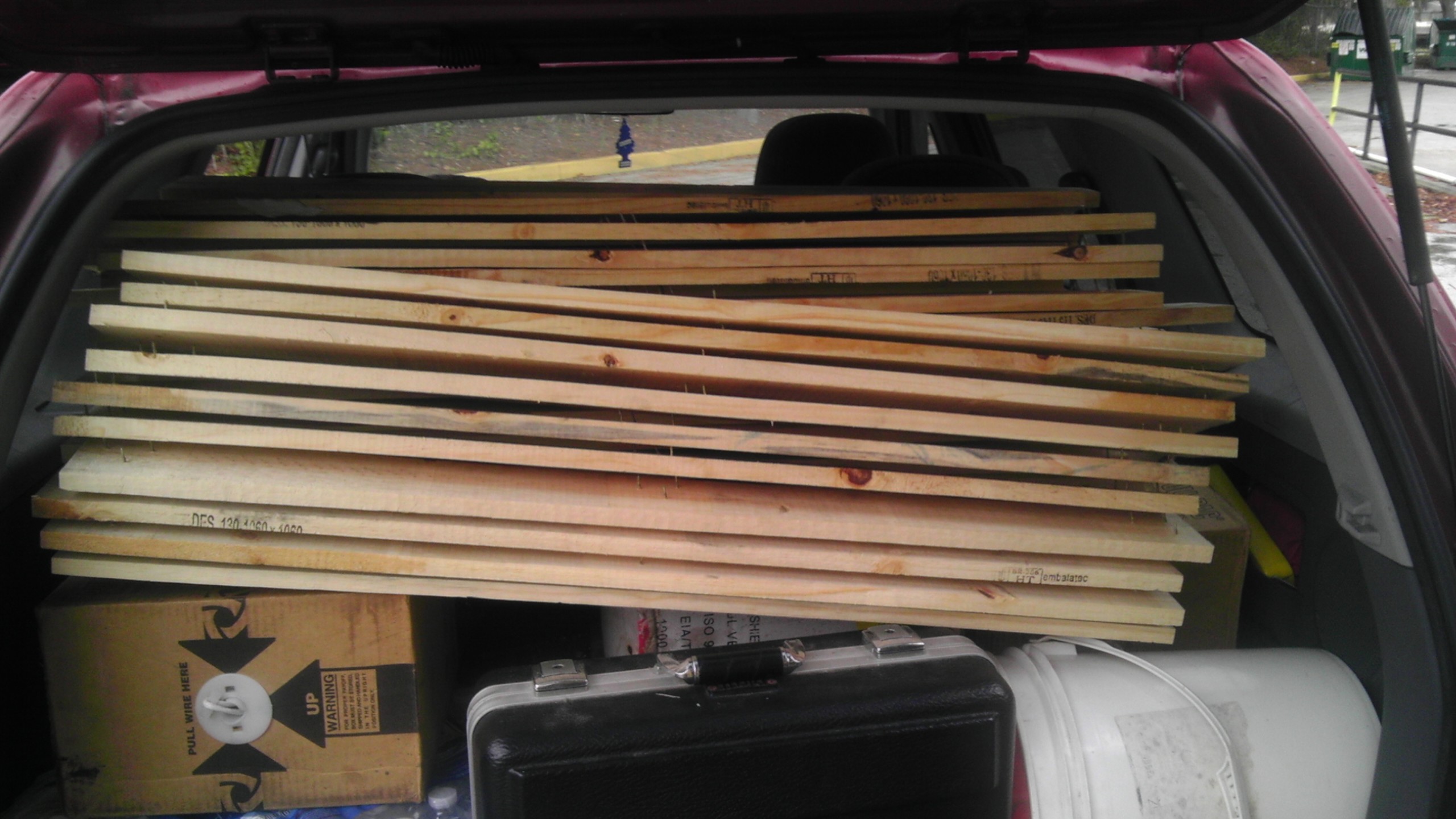 This is the back of my vehicle loaded with pallet boards.
