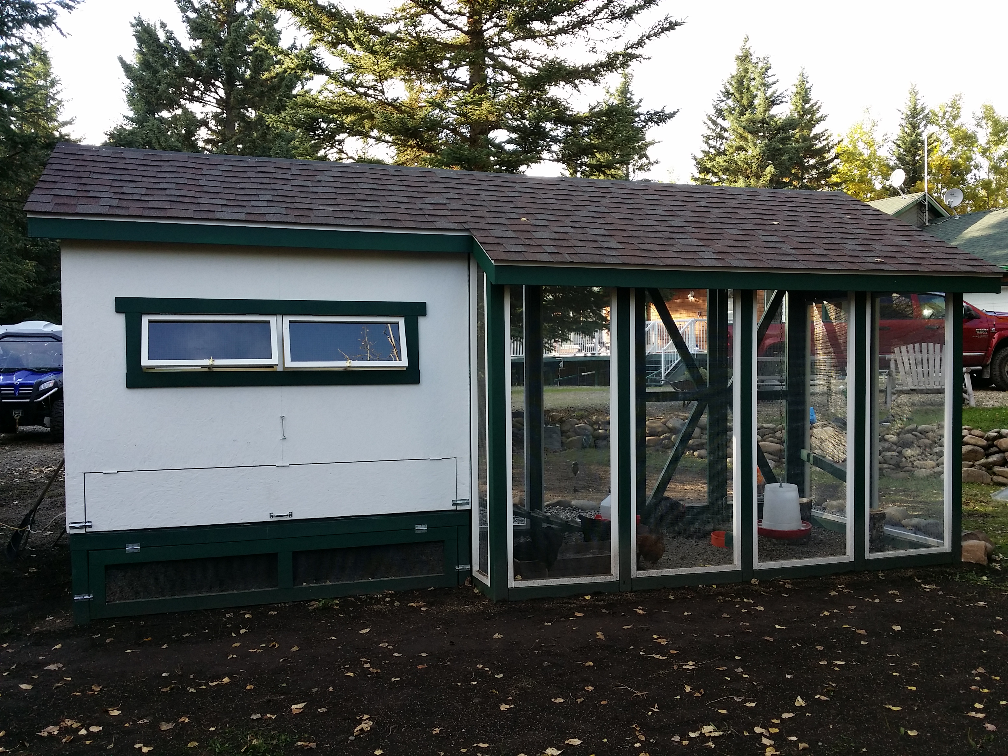 This is the back of the coop. You can see where I added a clean out door for the coop and also to clean out the run under the coop.