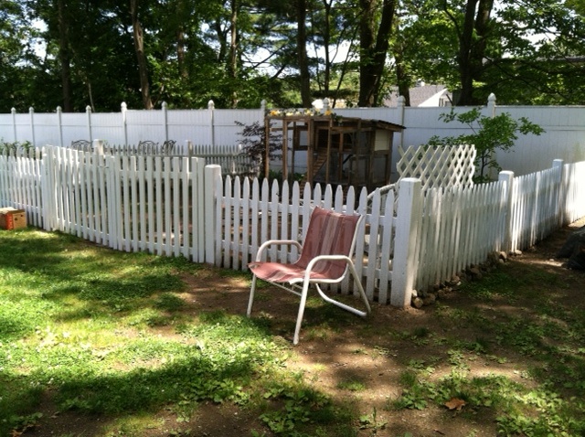 This is the chicken area. It will contain the two coops with a smaller run on the summer coop & a larger adjoining coop off the winter coop. A sitting area etc.