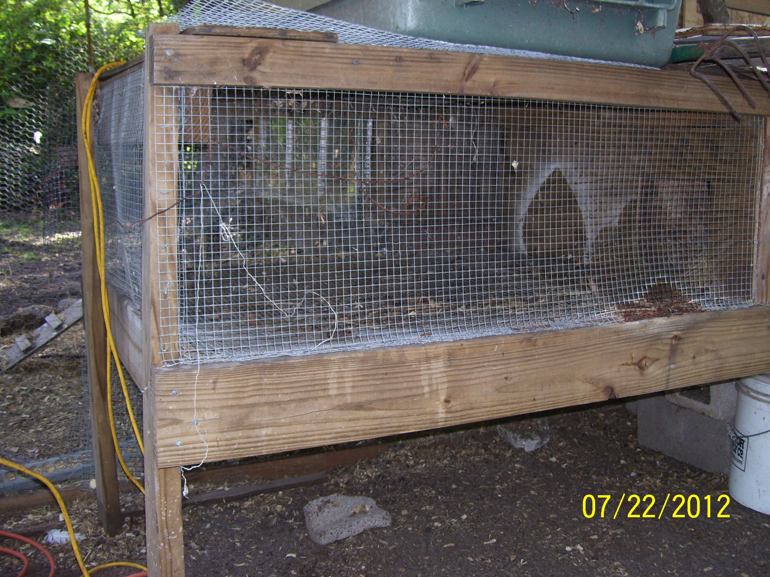 This is the Hospital or holding cell for any sick or injured chickens. It has come in handy on many occasions. It was orignally  a rabbit pen.