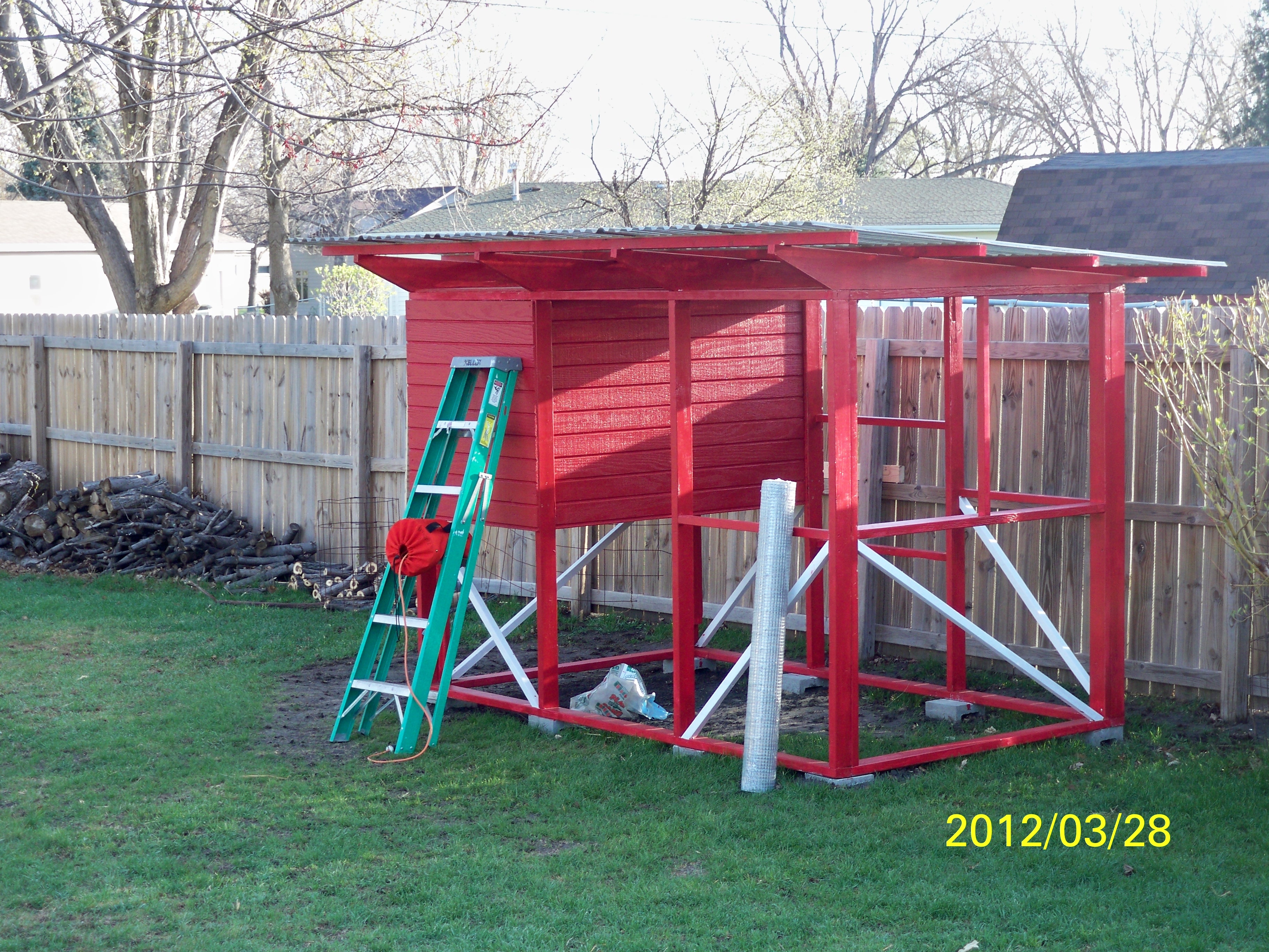 This our coop, we still have a few things to do.  Add hardware cloth and some latches.