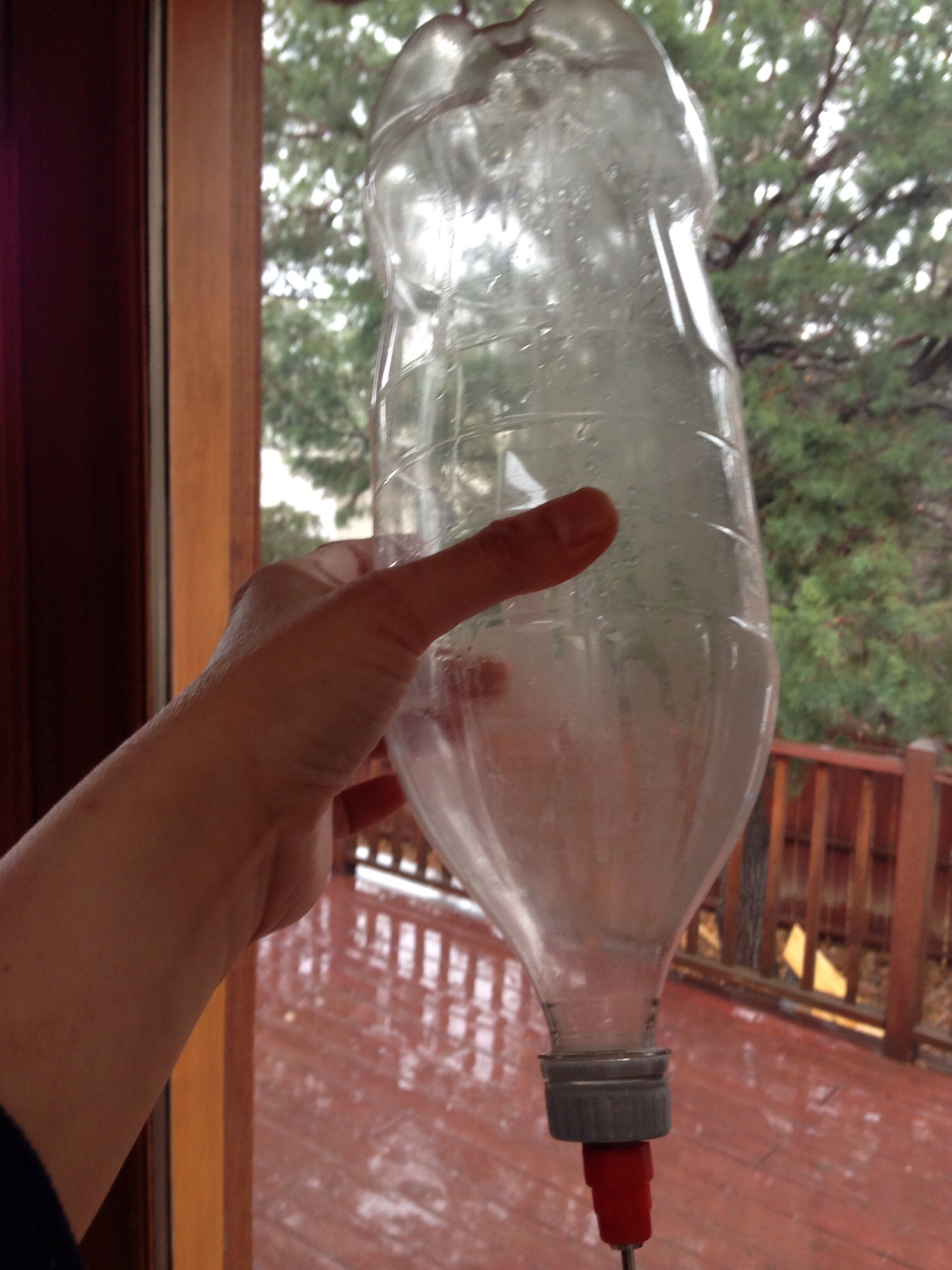 This soda bottle goes in the Silkie Station I