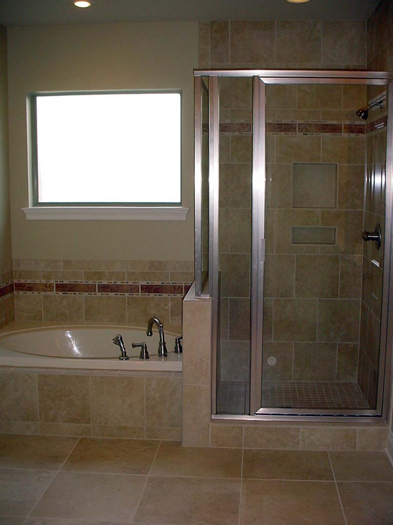 Tile shower and tub surround.