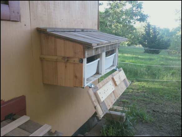 tomorrow I start on the landscaping for this side of the coop. going to make them a sandbox underneath the nesting boxes that I can add diatomaceous earth to (food grade of course) for added parasite control.