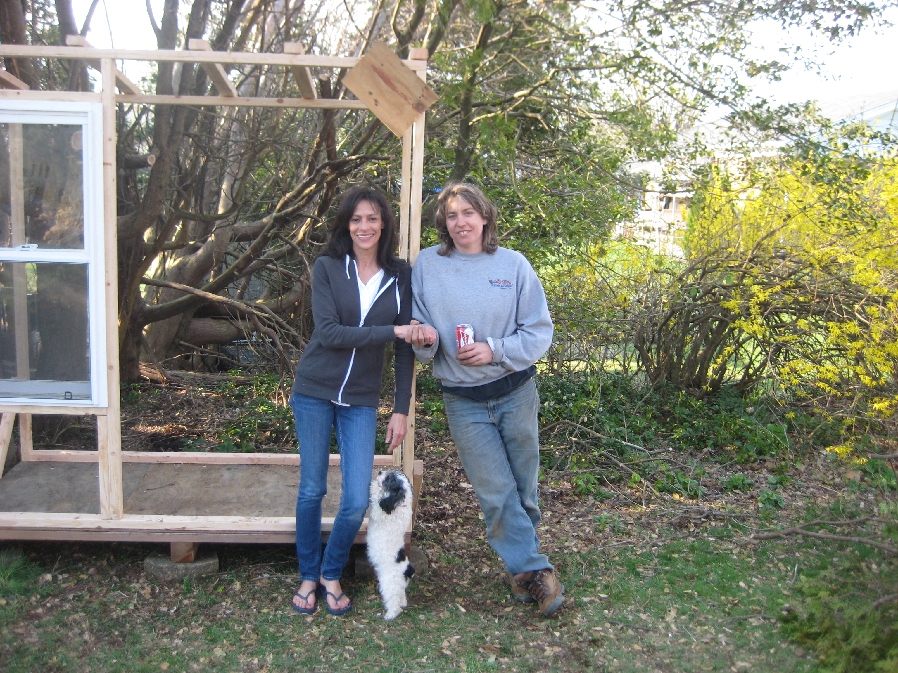 Tonya and I after framing the coop...well I gave direction she did the actual physical work :)