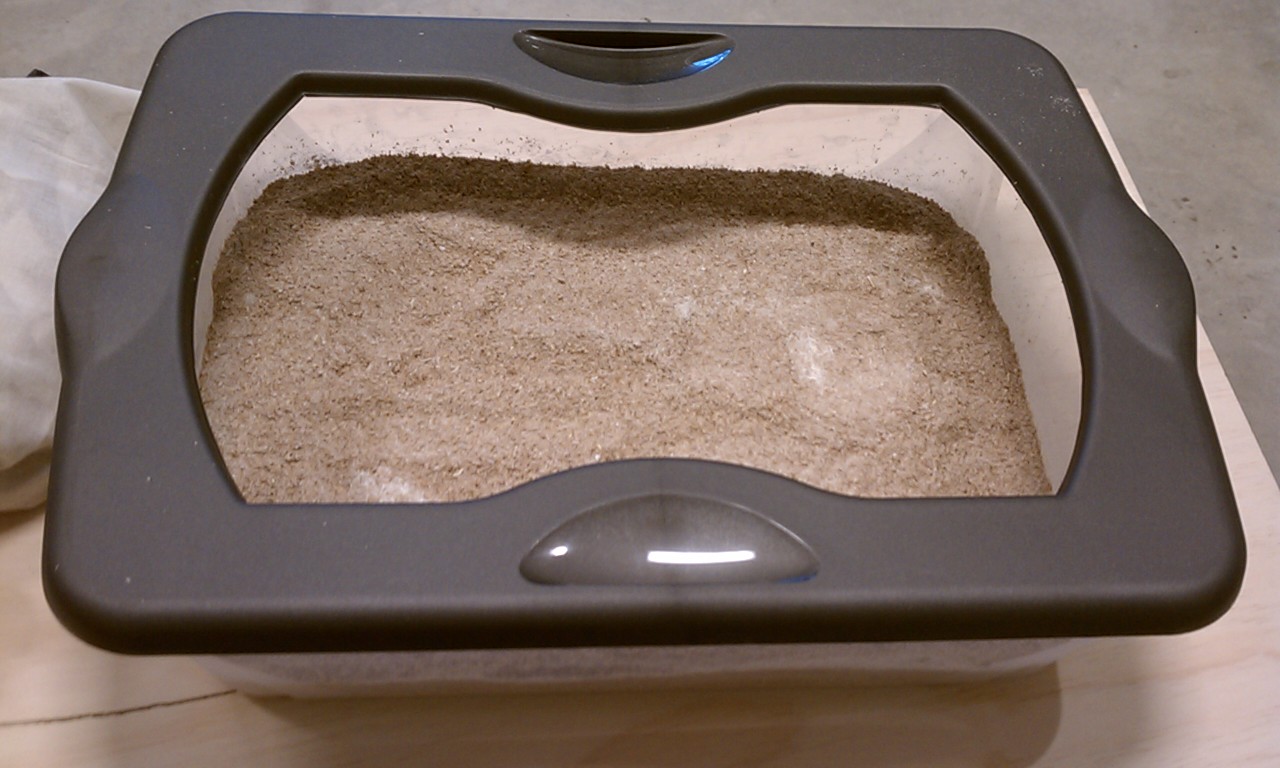 Top bin with the wheat bran and powdered milk added.