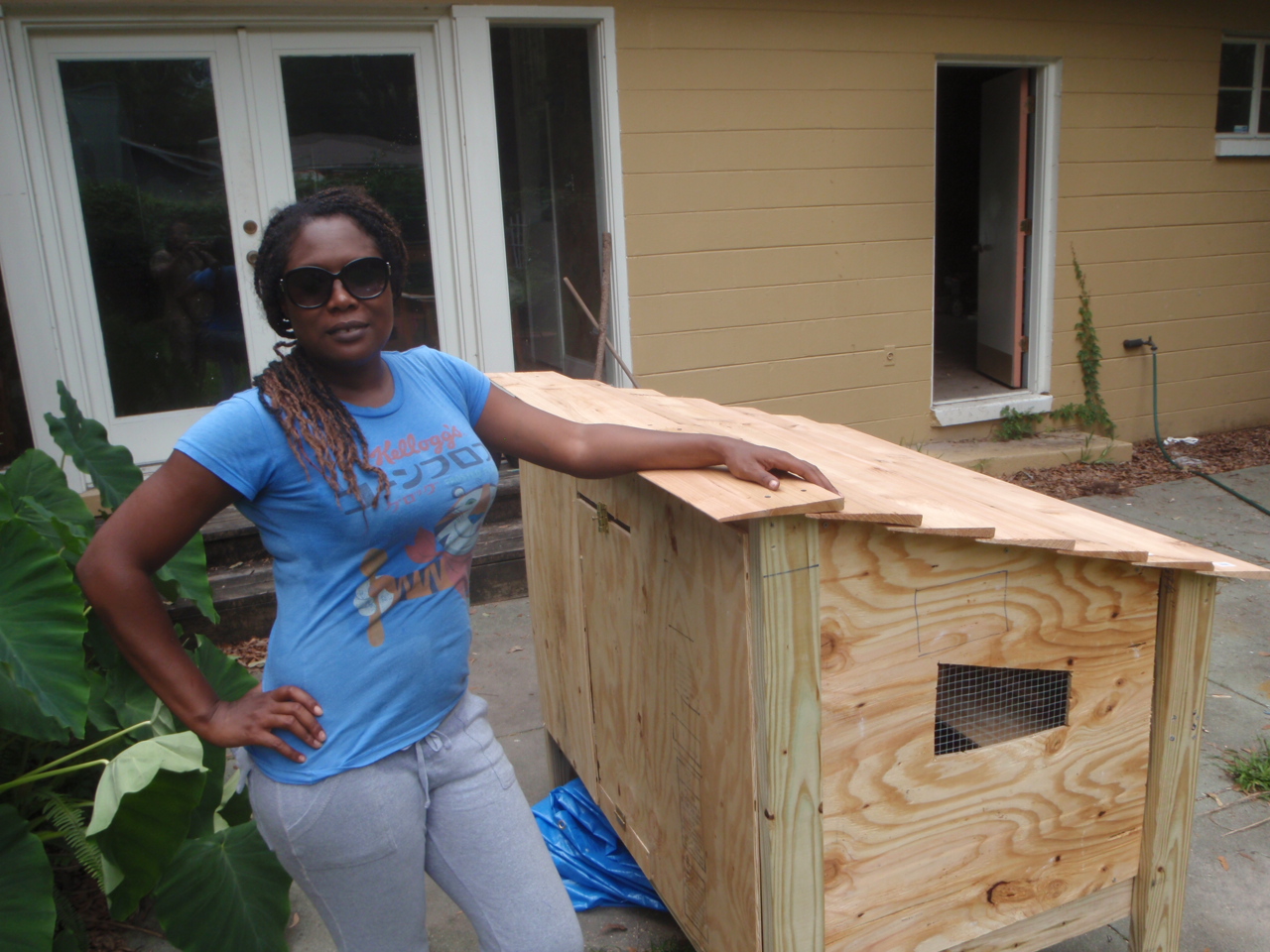 Used a plan from homedepot.com garden club.  Staff cut peices @ $.50-$1.00 per cut, I assembled the coop.  Takes 2 days to complete.