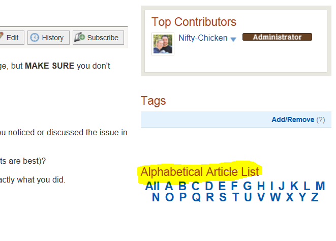 View a complete alphabetical list of all articles