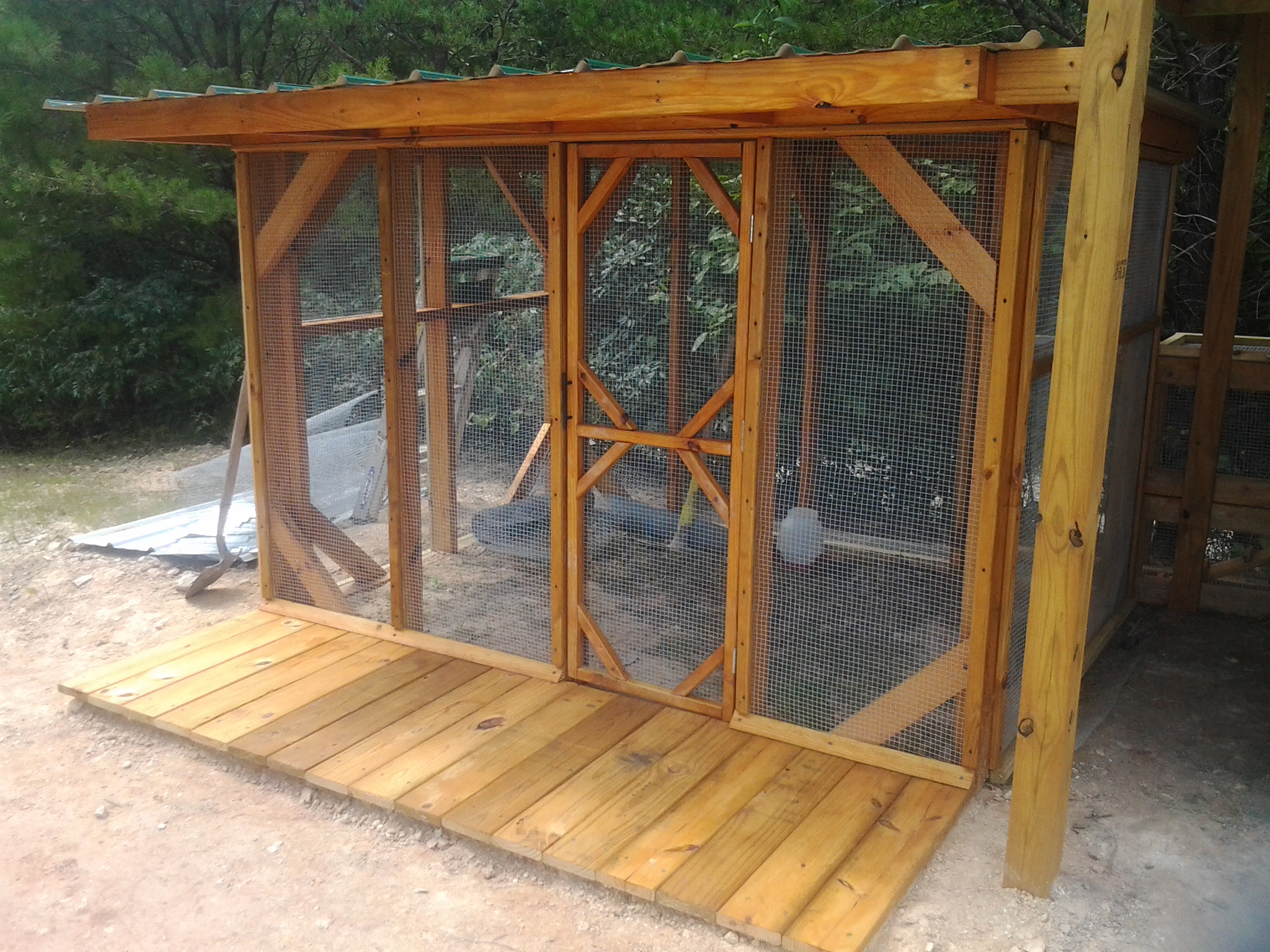 View of run before sun/wind shade doors.