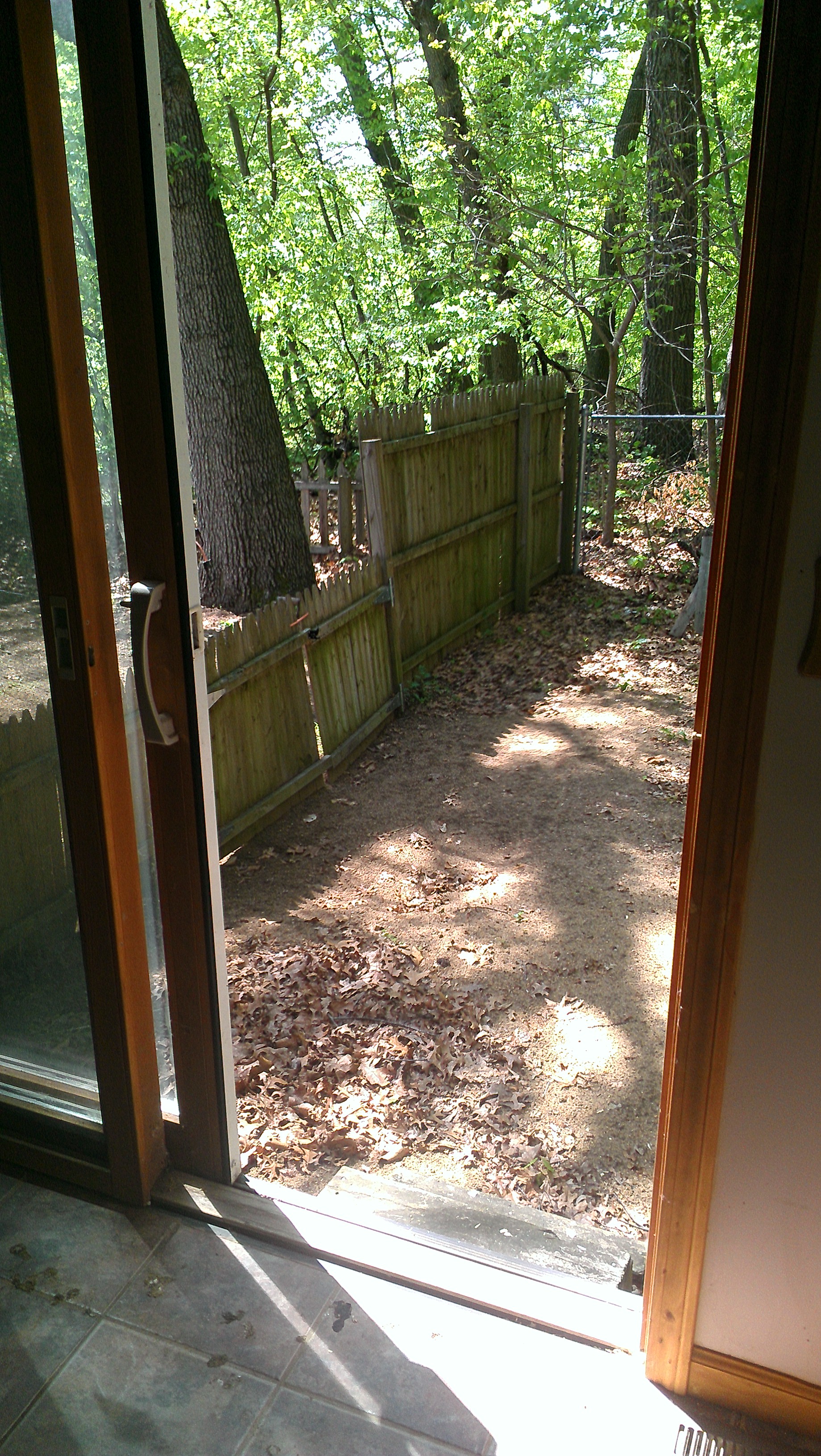 view out sunroom slider; west side of house