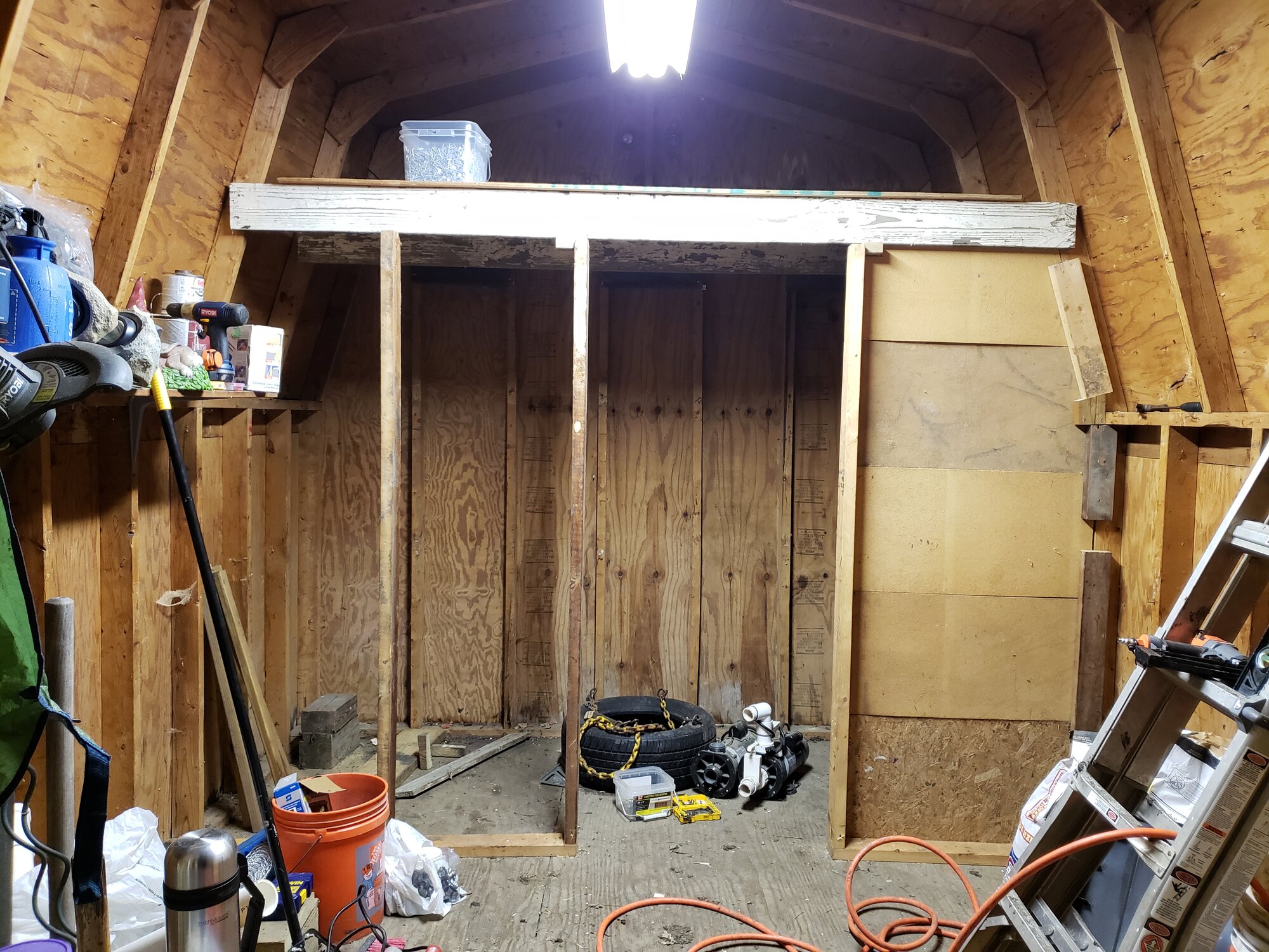 walled in chicken area - shed coop build