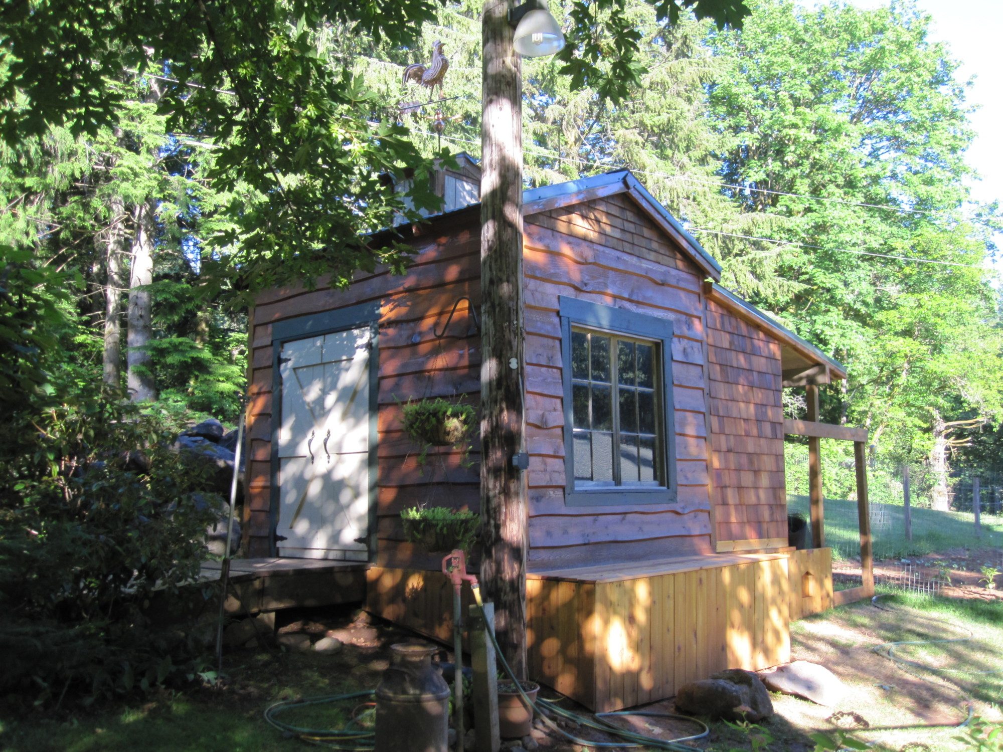 We got the staining done today, and part of the electrical. Next is the lighting and finishing the enclosure.