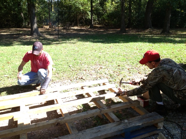 we had to cut some of the wood to make our walls match and to give it the slant for water runoff