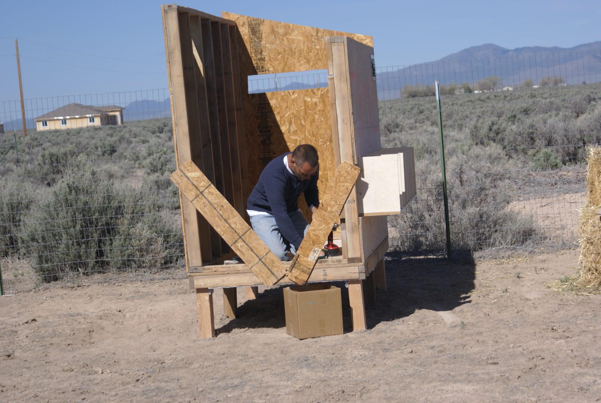 We moved it out side,and started putting up the sides.
