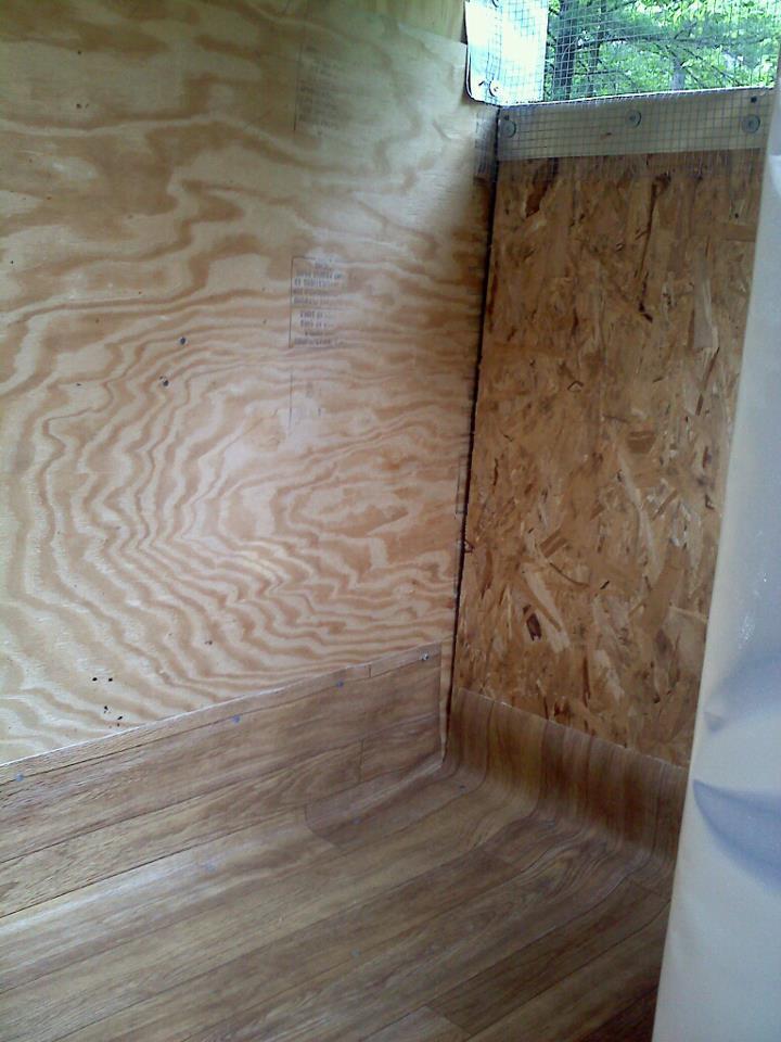 we put a linoleum floor down for ease of cleaning