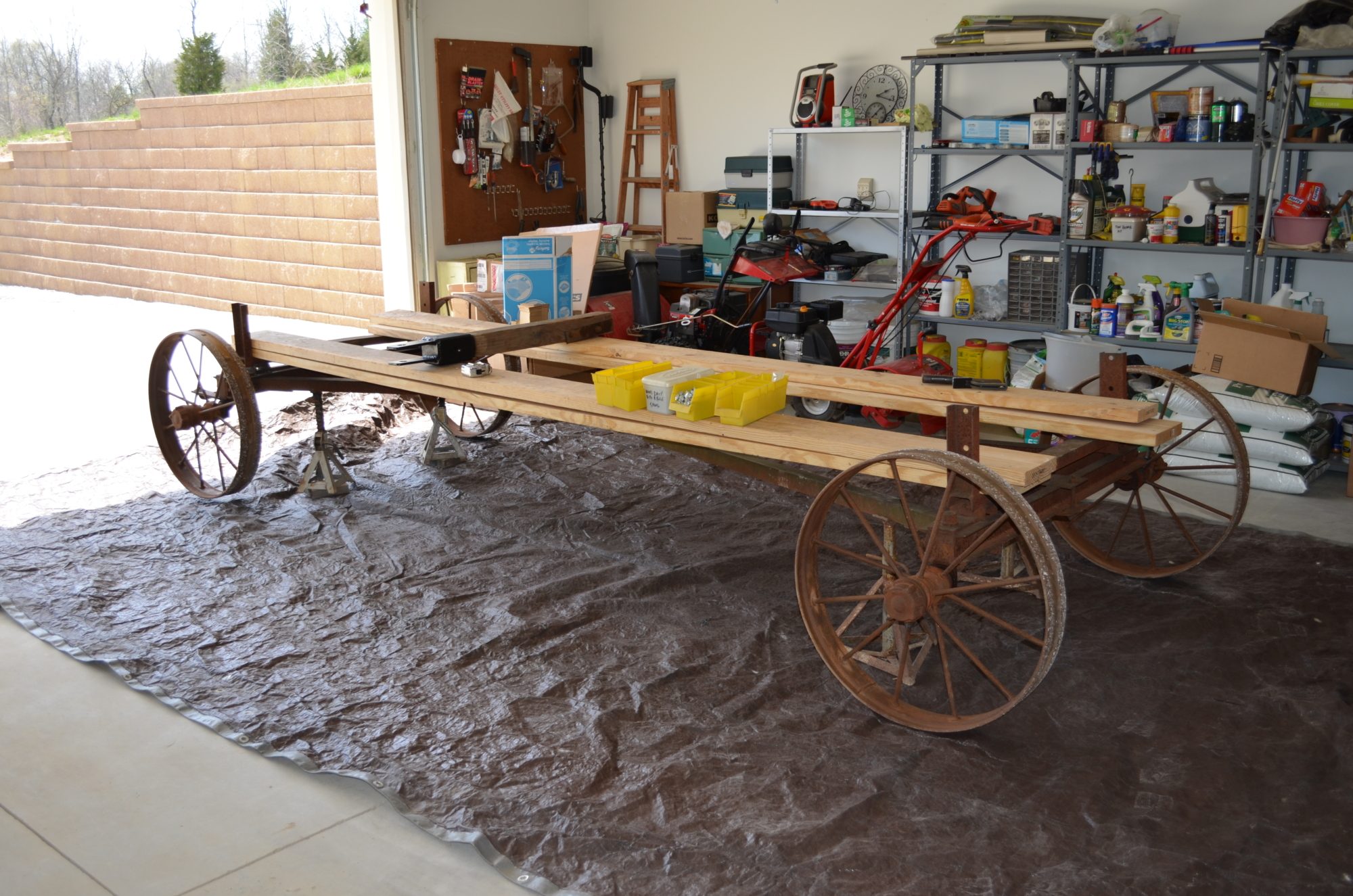 We started with an old wagon frame we had back in our woods.