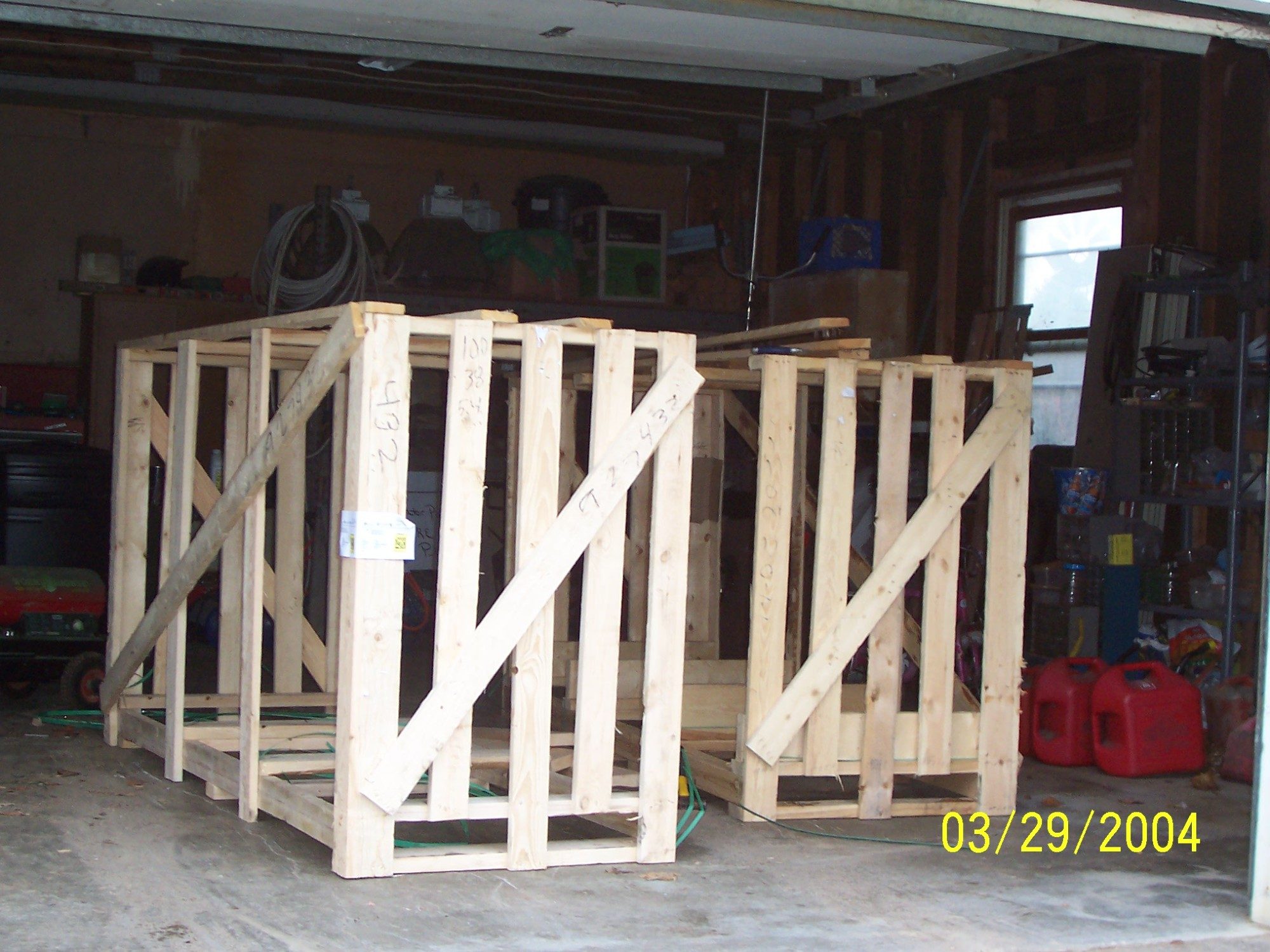 We started with Free Shipping crates 4' x 8' x 5' tall for our tan walk in coop