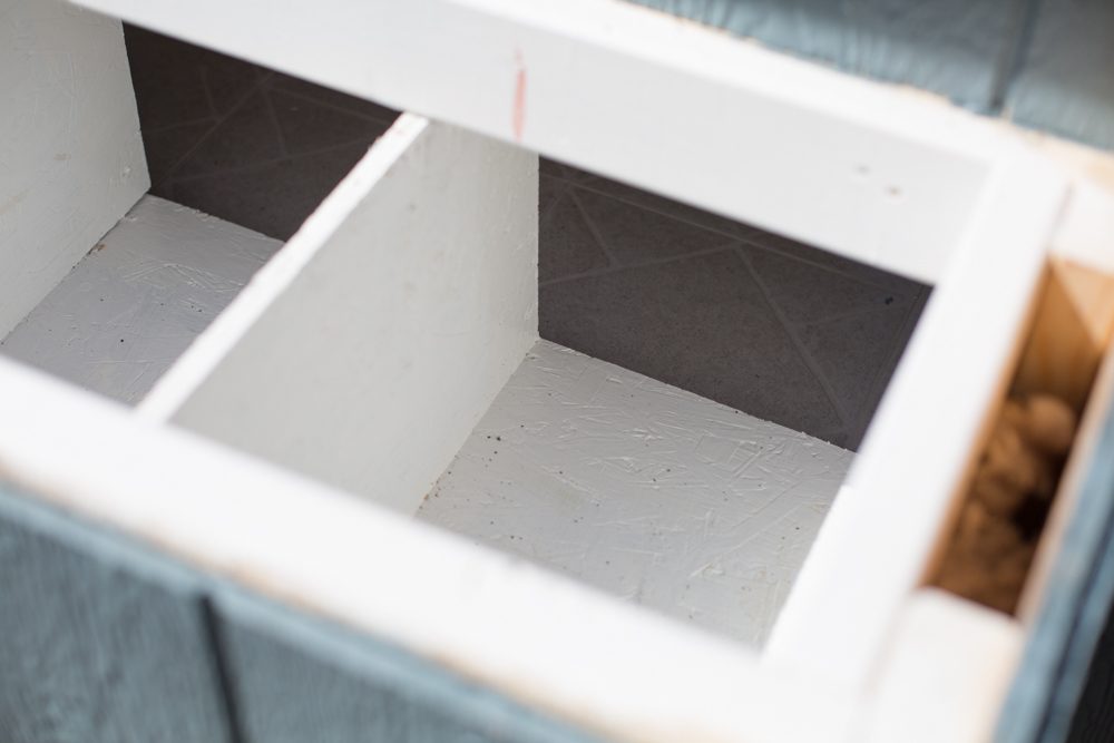 we used vinyl flooring except in the nesting boxes -- then everything was covered with pine shavings.