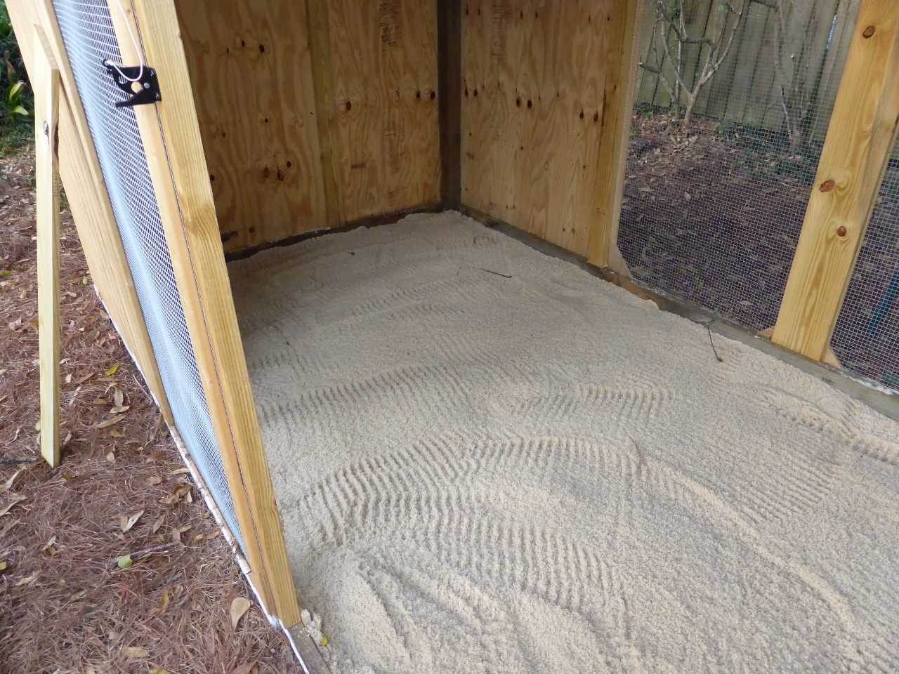 Went and got a pickup load of sand and spread it in the interior.