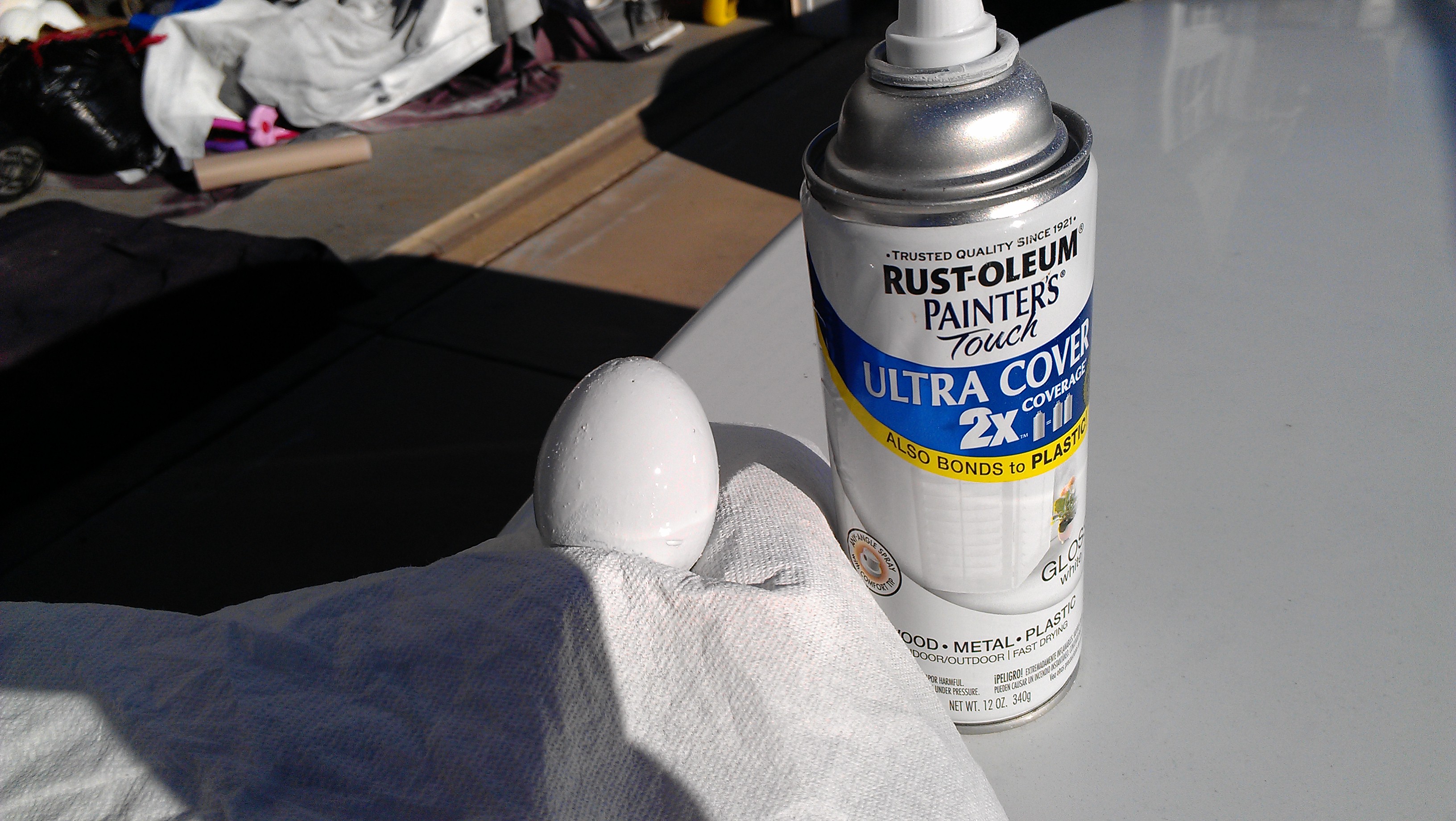 When completed give it a spray and let the paint settle/release all of the chemicals as necessary to ensure that it does not hinder the chicken's health.  

I can say it worked sooner than I expected!!!