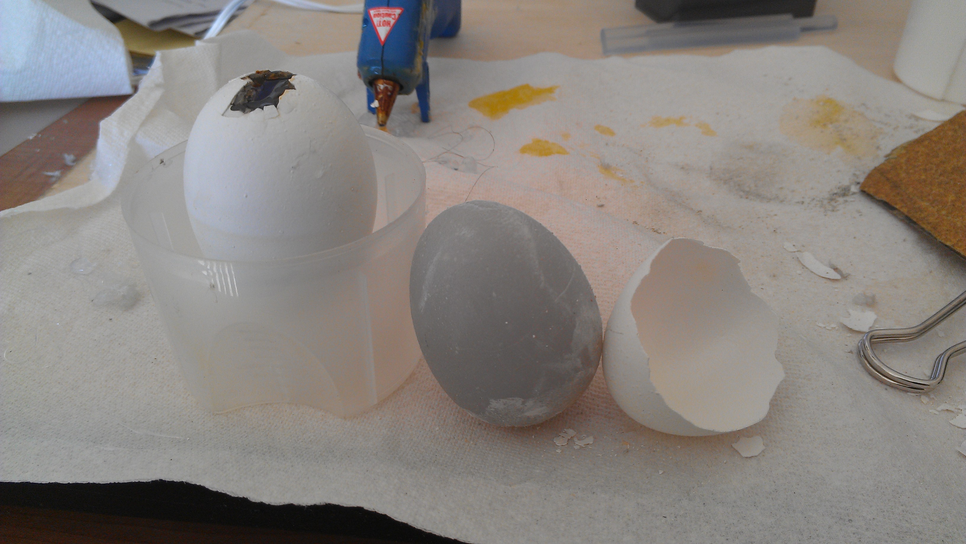 When completed you may feel free to crack the egg in whatever way you'd like...You may need to sand down pieces of shells that may be hard to remove.
You can be sure that this egg will never break if dropped.