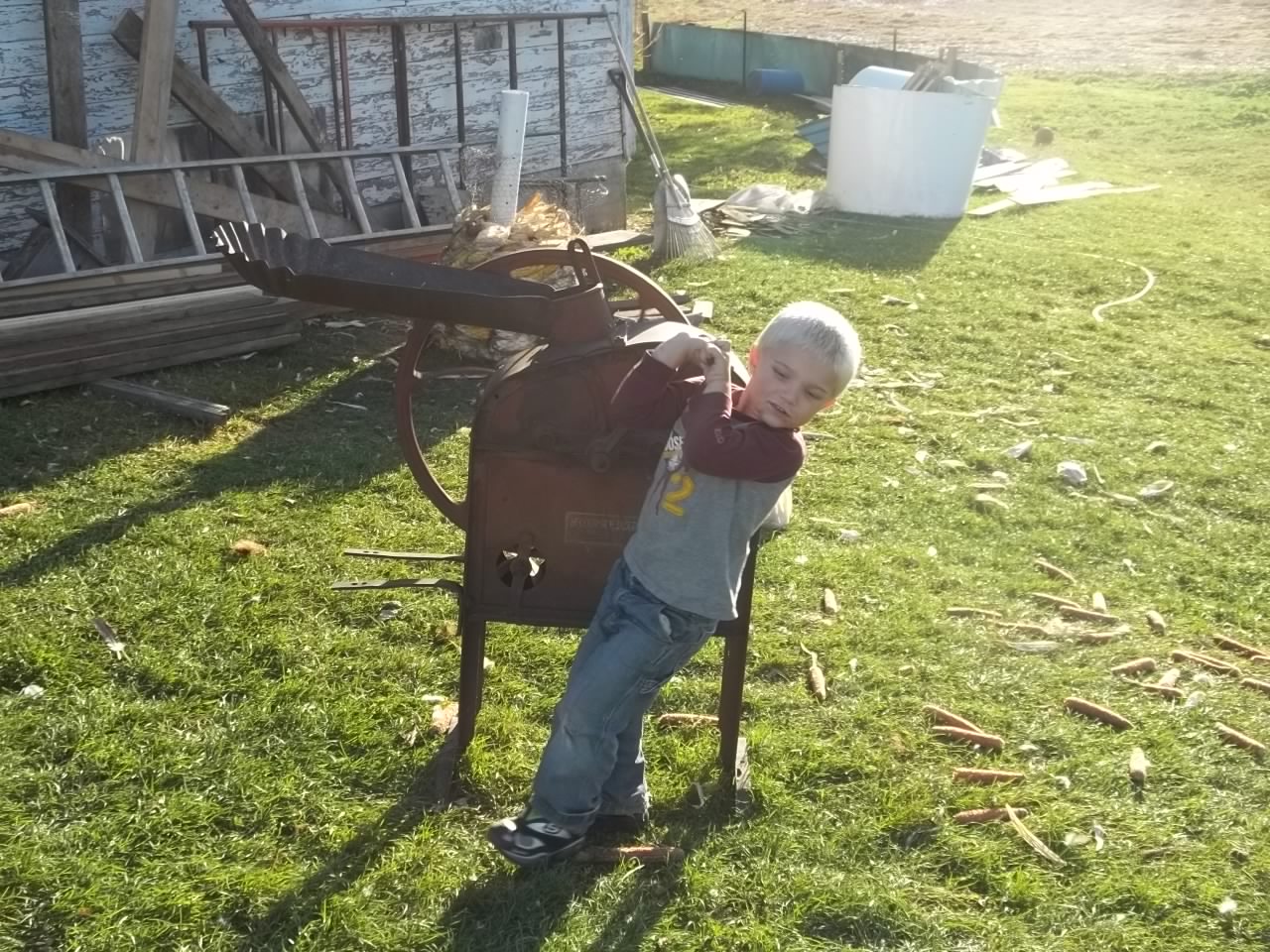 Will shelling some corn.