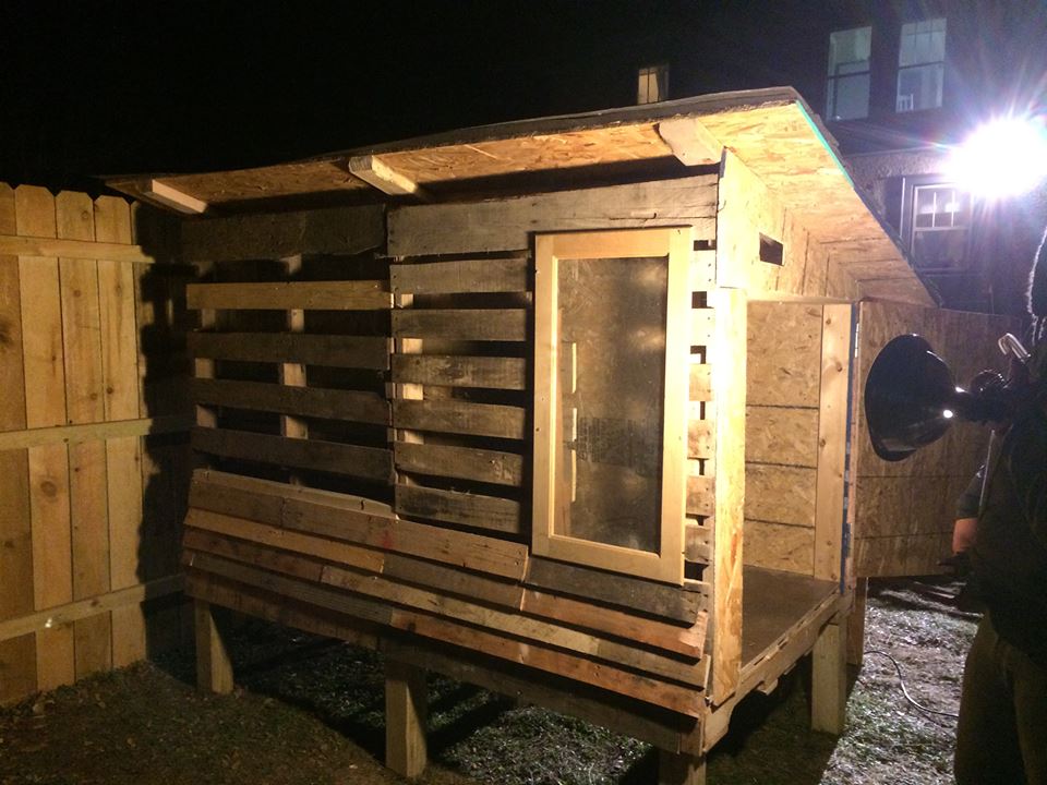 Window is installed and side 2 of pallet siding started. 
Nov 9 2014