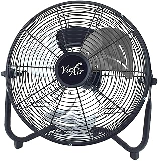 Vie Air 12 Inch Industrial Powerful and Quiet Heavy Duty Metal Floor Fan, Black