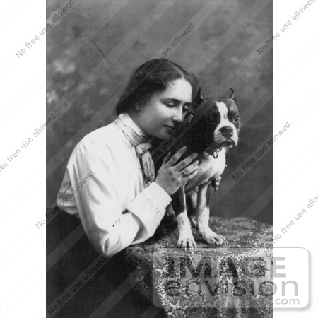 #11301 Picture of Helen Keller With a Boston Terrier Dog by JVPD
