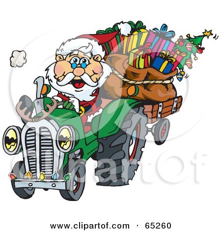 65260-Royalty-Free-RF-Clipart-Illustration-Of-A-Peaceful-Santa-Driving-A-Tractor-Sled.jpg