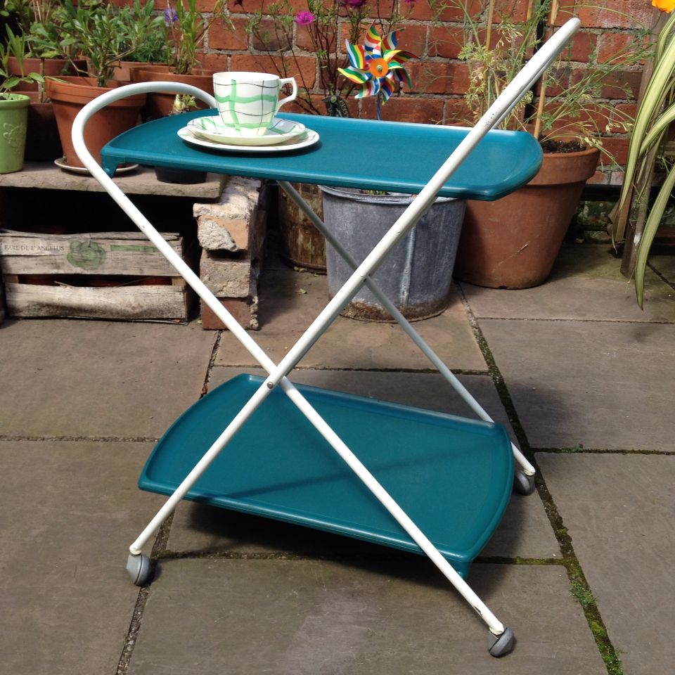 Oojamaflip Folding Tea Trolley in Peacock Blue | Tea trolley, Peacock blue,  Decor