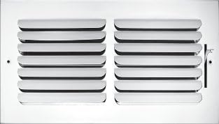 12"w x 6"h 1-Way Fixed Curved Blade AIR Supply Diffuser - Vent Duct Cover - Grille Register - Sidewall or Ceiling - High Airflow - White