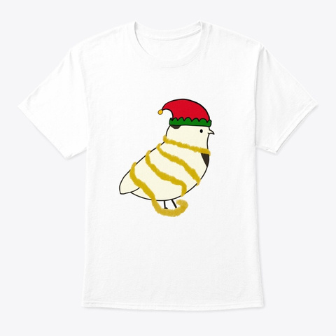 Christmas Elf Quail White T-Shirt Front